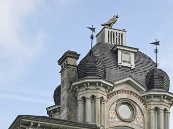 Detail van de gevel van Huis Delune, Rooseveltlaan