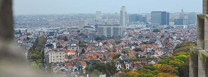 Zicht over Brussel richting Tour en Taxis